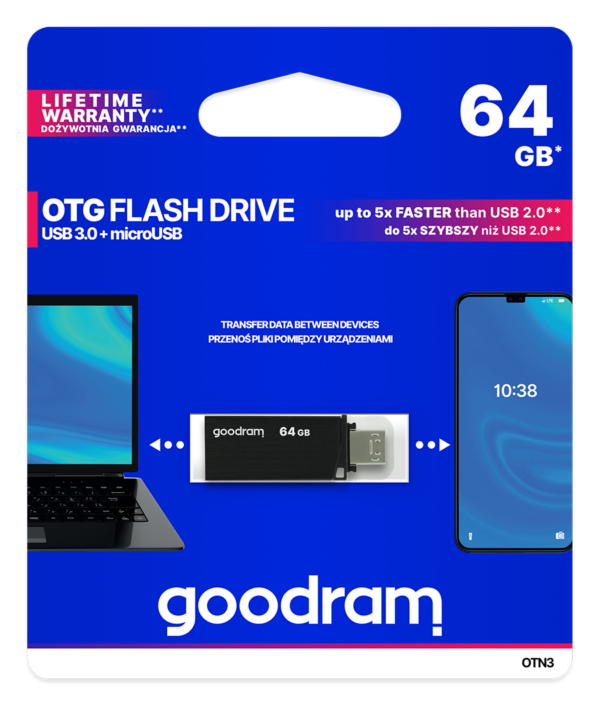 Pen Drive GoodRam 64Gb OTN3 USB 3.0 + Micro Usbl