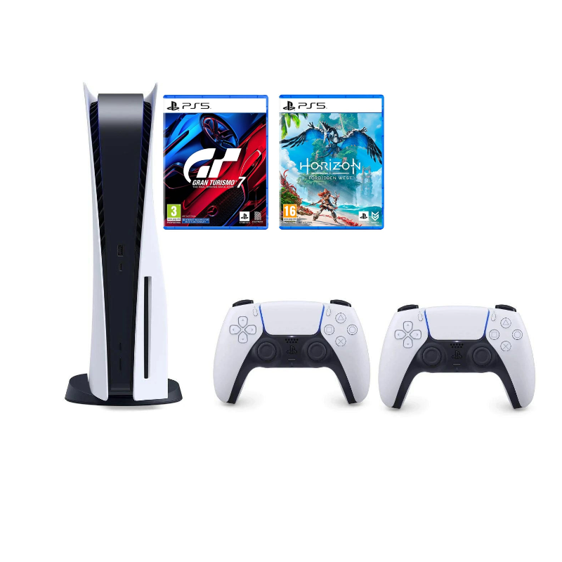 Sony Playstation 5 825gb Horizon Forbidden West Bundle Cor Branco E Preto